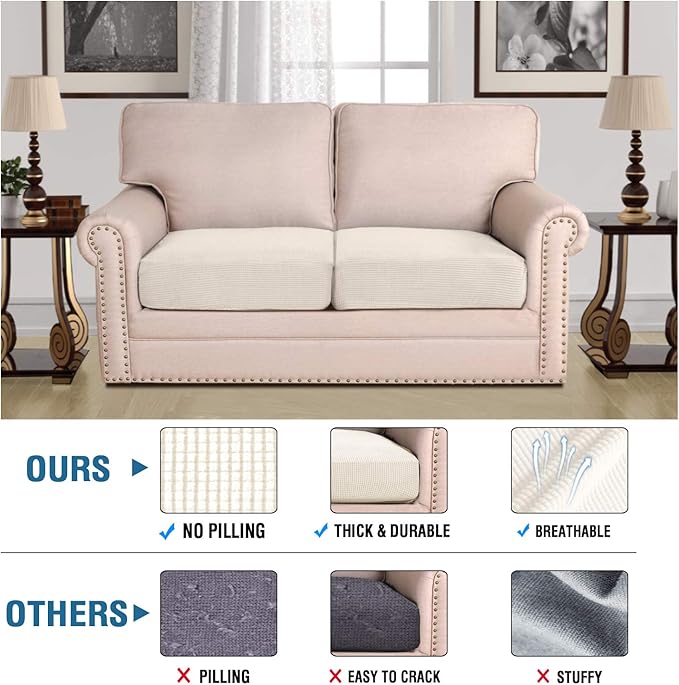 H.VERSAILTEX Super Stretch Individual Seat Sofa Covers Couch Slipcover Sets - Image 2