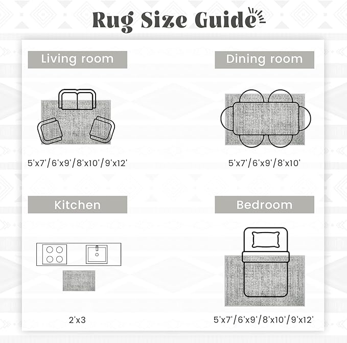 Living Room Rugs 8x10: Washable Moroccan Geometric Boho Rug Farmhouse Non Slip - Image 7