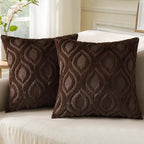 decorUhome Throw Pillow Covers 20x20 Inch Set of 2, Soft Plush Faux Wool Dark by decorUhome