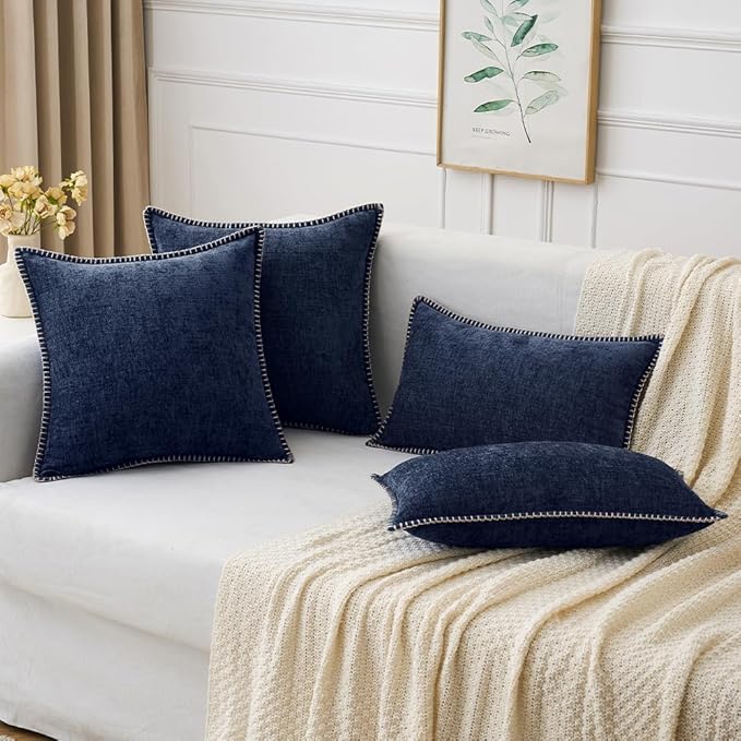 MIULEE Pack of 2 Couch Throw Pillow Covers 12x20 Inch Navy Blue Farmhouse - Image 5