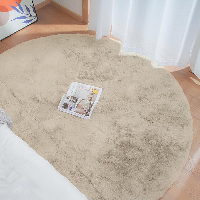 ORINOVA Camel Plush Shag Faux Rabbit Washable Fuzzy Fur Rugs - Image 2