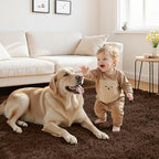 2x6 Bedside Area Rugs for Bedroom: Soft Fluffy Shag Brown Rug for Hallway - Image 3