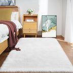 Goolela White Fluffy Fur Rug 4x6 Faux Sheepskin Fuzzy Shag White Rug - Image 2