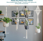 Nook Theory 4-Pack Macrame Plant Hangers with 8 Hooks - Hanging Planters for Indoor Plants, Boho Macrame Hangers Indoor Outdoor, Decorative Plant Hanger Indoor (Cream)