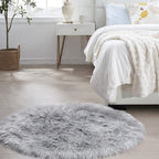 Ciicool Grey Fluffy Round Fur Area Rug - Image 8
