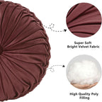 HIG Set of 2 Decorative Round Pleated Throw Pillows, Classy Accent Pumpkin - Image 2