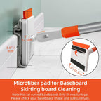 Qaestfy Wall & Baseboard Cleaner Mop Tool with 49'' Long Handle for Cleaning Window Floor Skirting Board Ceiling Bathtub Tub Tile Scrubber Brush Duster with 4 Reusable Pads