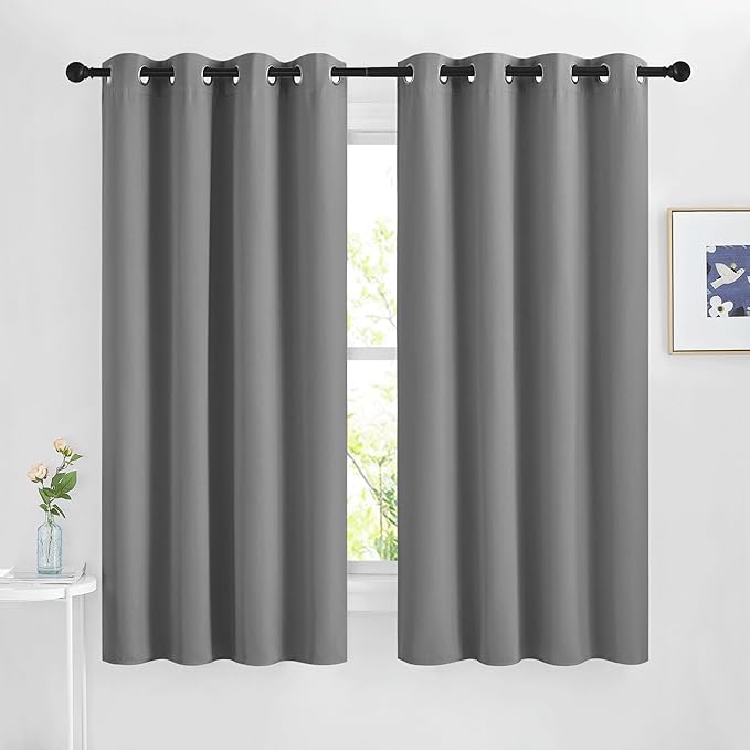 NICETOWN Silver Grey Blackout Curtains 63 inches Long by NICETOWN