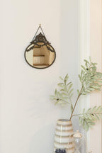 Creative Co-Op Pewter Framed Wall Mirror with Decorative Chain and Antique Finish, Bronze