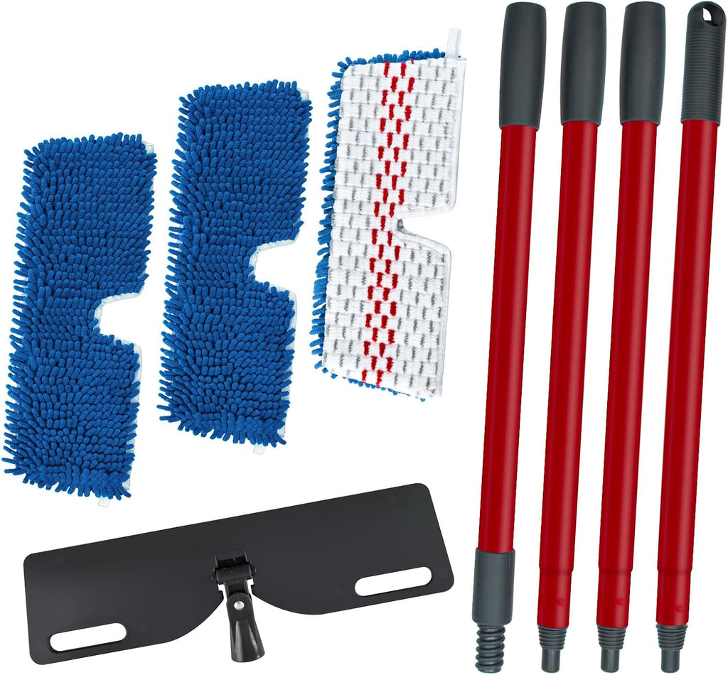 Microfiber Mops for Floor Cleaning, Flat Mop for Wet & Dry Use, Dust Mop for Hardwood Floors with 3 Reusable Pads for O Cedar Hardwood Floor 'N More 3-Action Mop and Extendable 58" Long Handle