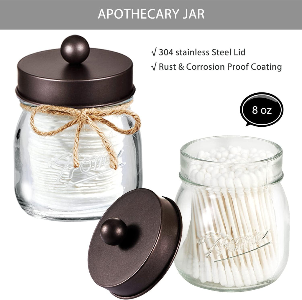 SheeChung 8PCS Mason Jar Bathroom Accessories Set Complete - Bronze