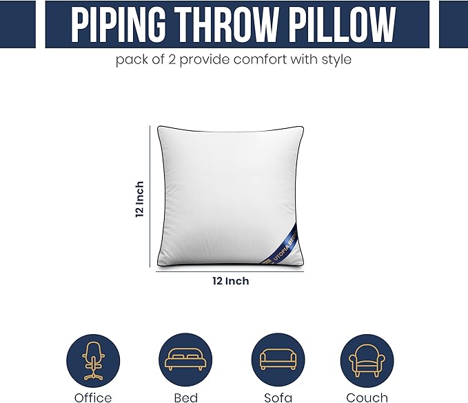 Utopia Bedding Throw Pillow Inserts, 12 x 12 Inches Decorative Indoor Pillows - Image 2