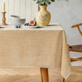 Natural Linen Rectangle Tablecloth, Slubby Textured Fall Lightweight Table Cloth 52 x 70 Inch, Water Resistant Stain Resistant Farmhouse Burlap Table Cover for Kitchen Dining Room, Camel