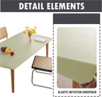 PU Stretch Fitted Rectangle Tablecloth with Elastic Edge 31 x 55 Inch Waterproof Oil Proof Table Cloth Wipeable Table Cover for Indoor Outdoor Furniture Protect (Green,31"x55")