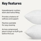 Amazon Basics Square Hypoallergenic Pillow Insert, Down Alternative Fiberfill - Image 2