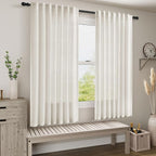 Neutral Semi Sheer Cream Linen Curtains 64 Inch Length 2 Panel Set Soft Airy - Image 7