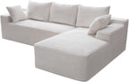 95" L-Shaped Right Facing Cloud Sectional Couch for Living Room, Modular Compressed Boneless Sectional Sofa Corduroy Boneless Corner Foam Sofa W/Chaise Lounge and Pillows