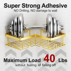 Corner Shower Caddy, 5 Pack Adhesive Stainless Steel Organizer, Gold