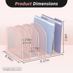5-Section File Organizer for Desk, Metal File Folder Holder, Pink