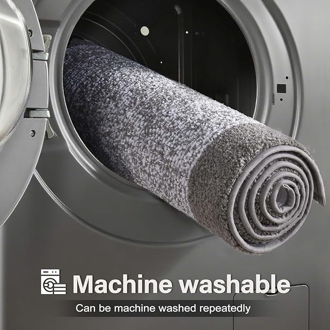 Bathroom Rugs 24x17 Non Slip Washable, Light Grey Bath Mat - Image 9
