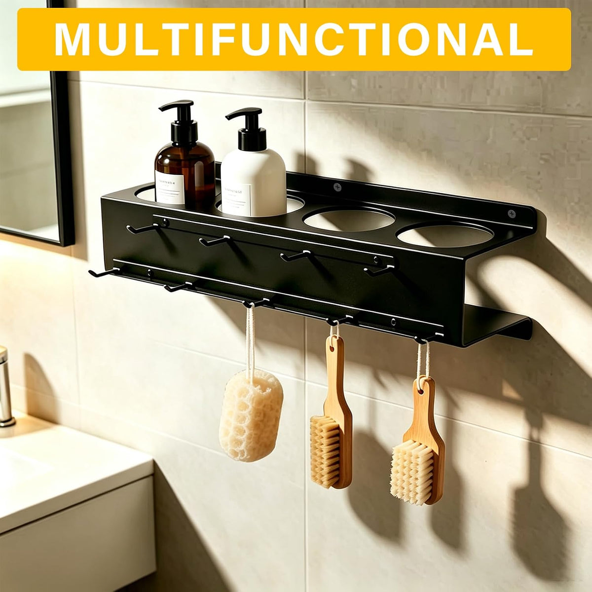 2 Pack Wall-Mounted Aerosol Spray Can Holder with Brush Hanger