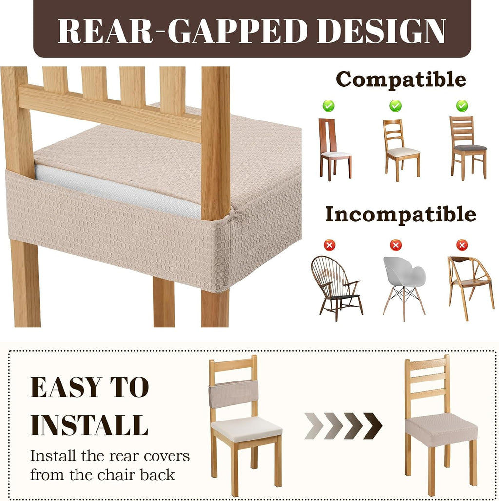 Songrey Waterproof Chair Covers for Dining Chairs, Set of 4, Taupe