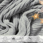 lifein Throw Blanket for Couch, Soft Boho Decor Bed Throw, Cozy Grey Knitted - Image 5