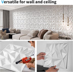 Art3d 33-Pack Modern Diamond Textured 3D Wall Panels, 12 x 12 in, White