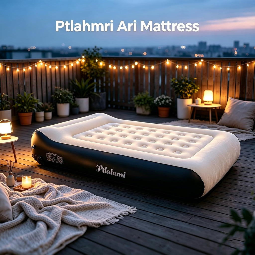 Queen Air Mattress Full with Built in Pump for Camping 16" High Speed Inflatable Mattress Inflation Completed in 3 Minutes, Luxury Blow up Mattress Comfort Flocked Airbed for Guest,Home