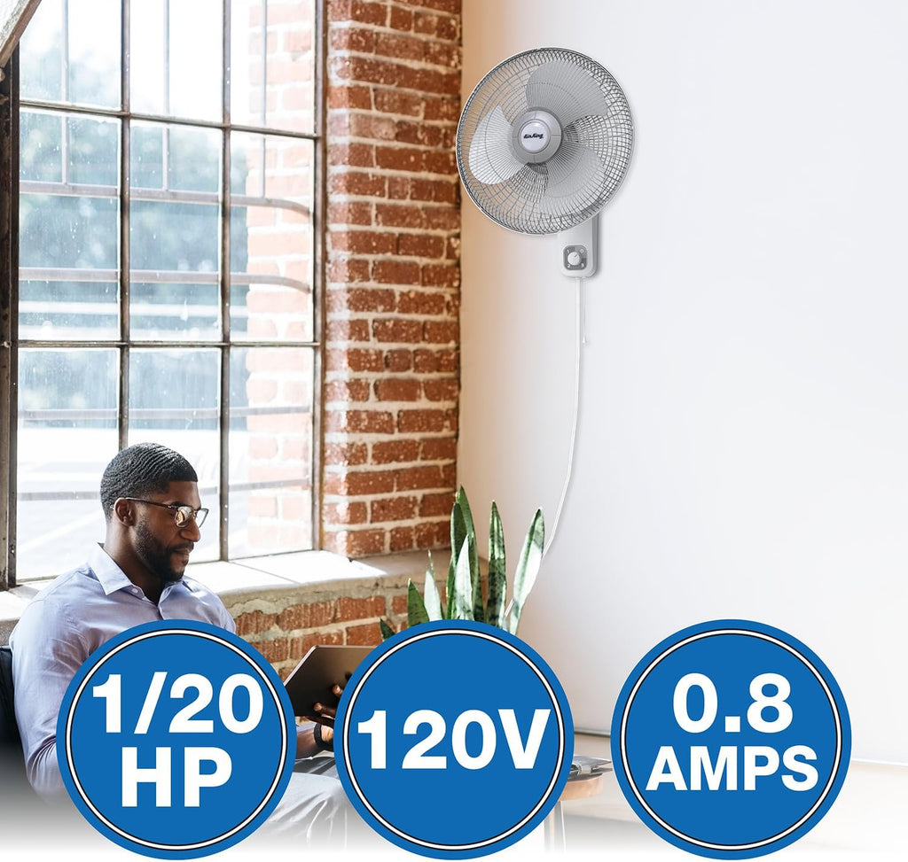 Air King 9016 Commercial Grade Oscillating Wall Mount Fan, 16-Inch