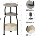 Round Side Table for Living Room with Storage Basket, 11.81in