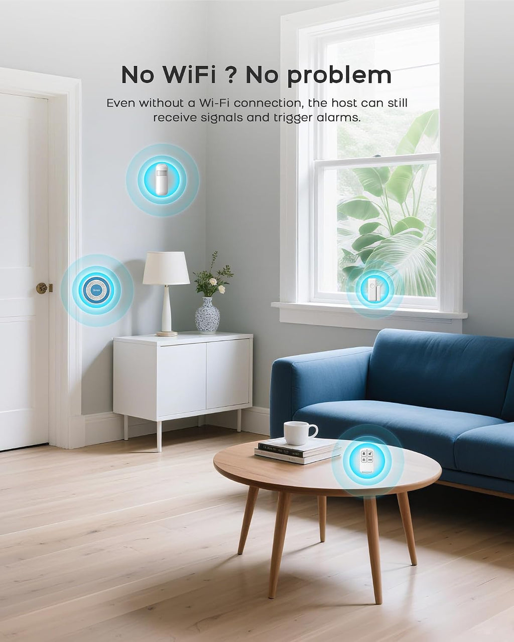 Home Security System, Home Alarm System Wireless 8 Piece Kit with Phone APP Alert Siren Remote Control Motion Detection Real-time Alarm No Contract Required,24/7 Protection