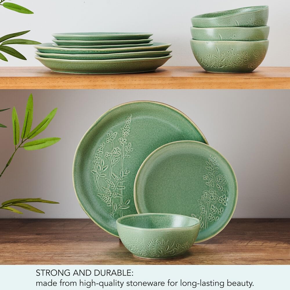 Pfaltzgraff Carrie 12 Piece Dinnerware Set, Service for 4, Green