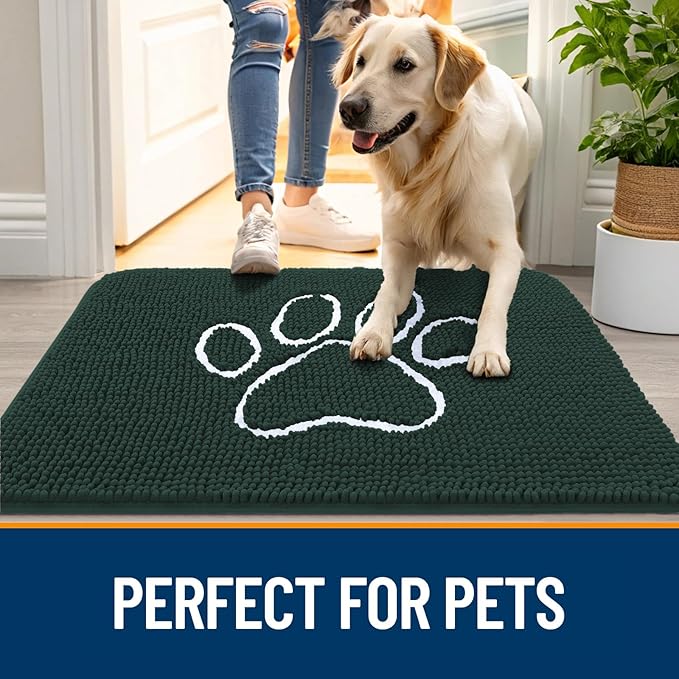 OLANLY Dog Door Mat for Muddy Paws 48x30, Paw Print Design, Absorbs Moisture - Image 6