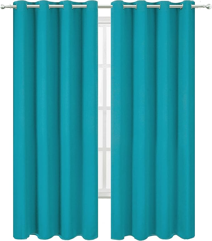 LEMOMO Blackout Curtains 66 x 95 inch/Teal Curtains Set of 2 Panels/Thermal - Image 2
