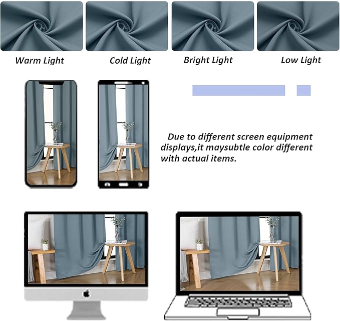 Simplebrand Ava Stone Blue Blackout Curtains - Image 9