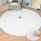 ORINOVA White Fluffy Round Rug 5ft by ORINOVA