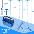 Window Cleaning Kit with 3 Gal Bucket,14''Squeegee and 15''Scrubber