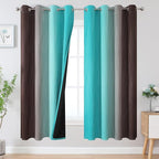 Estelar Textiler Teal and Brown Ombre Blackout Curtains 72 Inches Length by ESTELARTEXTILER