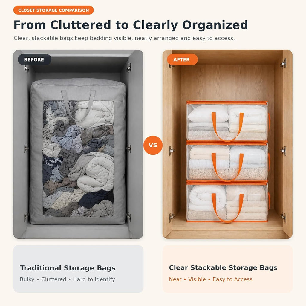 KYODOLED 10-Pack Clear Moving Bags Heavy Duty Extra Large, Storage Totes