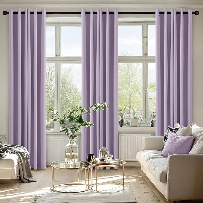 MIULEE Lilac Blackout Curtains for Bedroom Living Room 72 Inches Long 2 Panels - Image 6