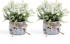 White Small Artificial Plants with 2pcs, Fake Plants for Bathroom Decor