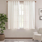 jinchan Belrose Linen Curtains for Bedroom Floral Curtains 63 Inch Length Linen - Image 2
