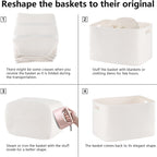 4 Pack Storage Baskets for Organizing Toys, Towels, and Clothes, Woven Basket for Shelves, Sturdy Nursery Cube Bins for Storage, 13''L x9''W x7.8''H, White