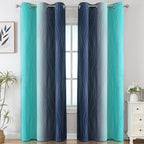 Estelar Textiler Navy Blue and Teal Ombre Blackout Curtains - Image 2