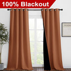 NICETOWN Burnt Orange Blackout Curtains 90 inches Long, Full Light Blocking - Image 2