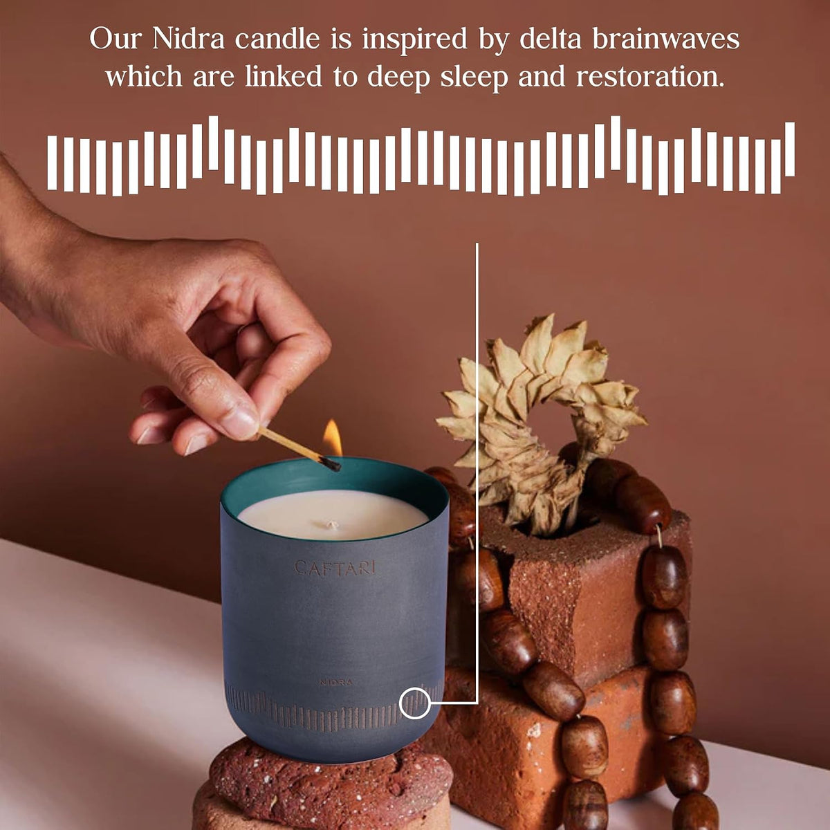 CAFTARI Luxury Aromatherapy Candle | Jasmine & Neroli Scented | 60 Hour Burn | Clean Coconut Soy Wax | Vegan, Gift-Ready Candle for Sleep & Home Spa Feel | Nidra