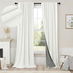 Ivory 100% Blackout Curtains 96 Inches Long 2 Panels Farmhouse Style Bedroom by Pitalk
