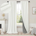 Ivory Blackout Curtains 90 Inches Long 2 Panel Light Blocking Patio Drape by Pitalk