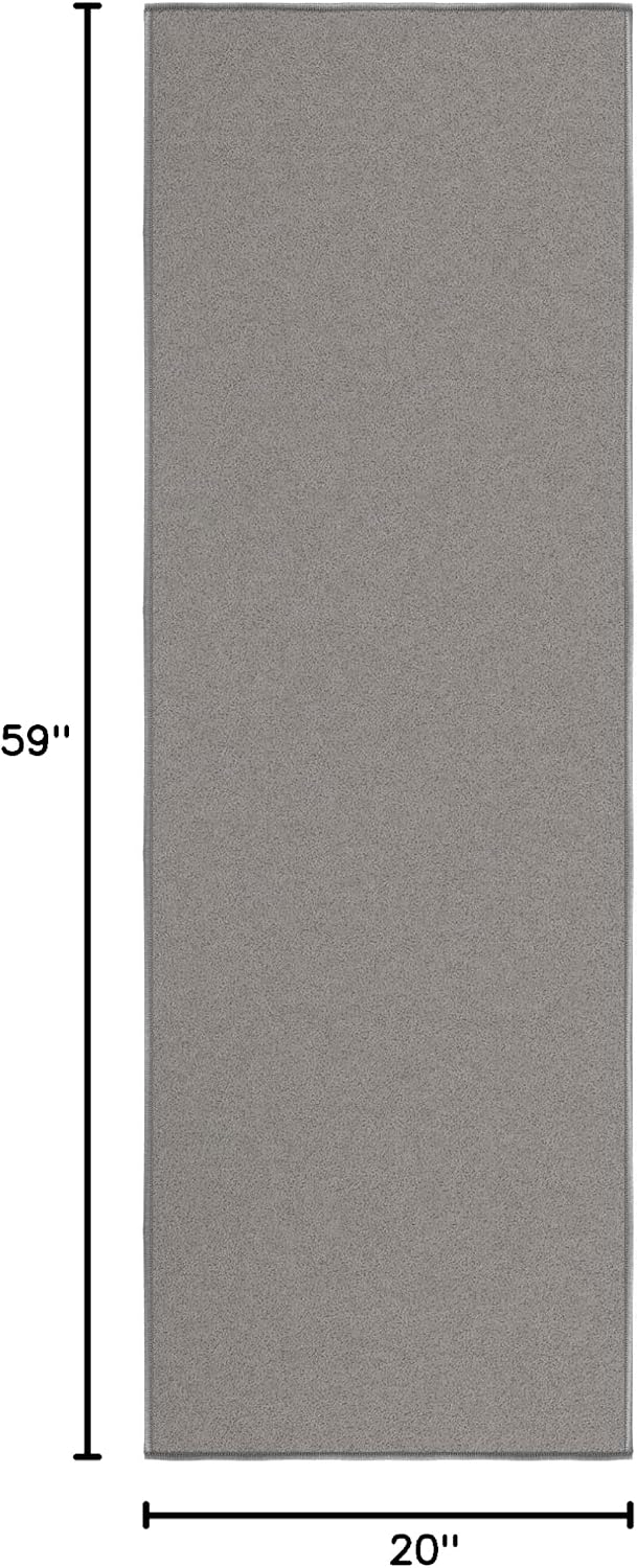Ottomanson Door Mat Indoor Entryway Runner Rug – Non-Slip Durable Low-Pile Runner with Stain-Resistant Surface, 20" x 59", Gray
